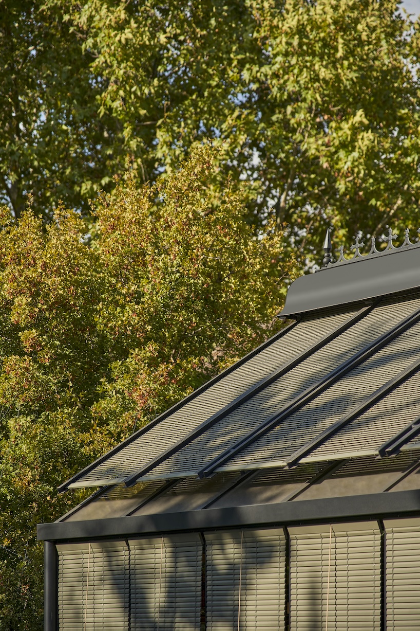 aluminum, timber, and bronze shape greenhouse retail space for culinary produce in madrid - 3