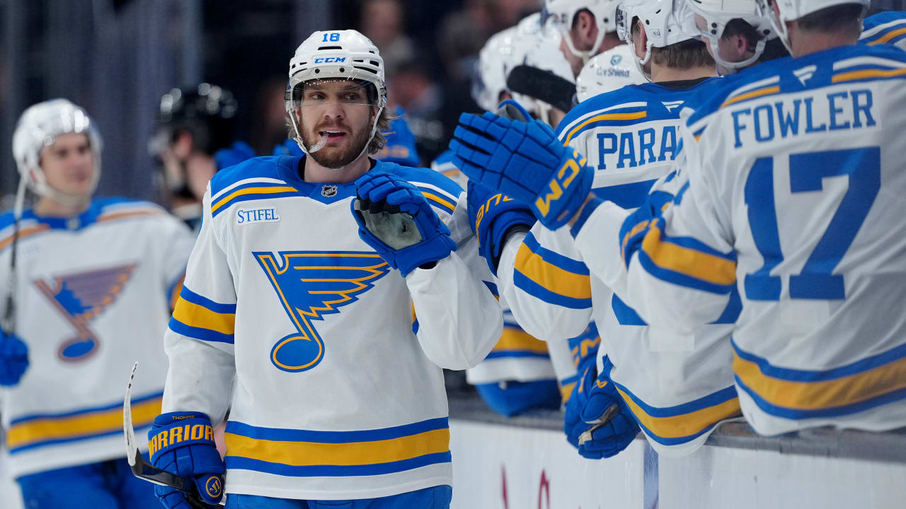 Thomas scores hat trick, Blues defeat Mammoth for 4th straight win