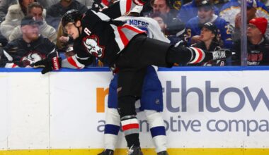 NHL investigates after Lightning's Holmberg hurts arm crashing into unlatched penalty box door