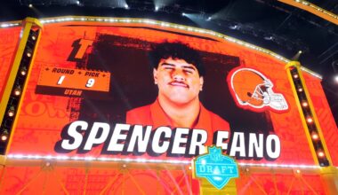Browns first-rounder Spencer Fano happy he won't have to play against Myles Garrett
