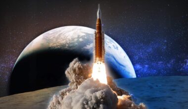 A composite of the Artemis II mission and the Moon