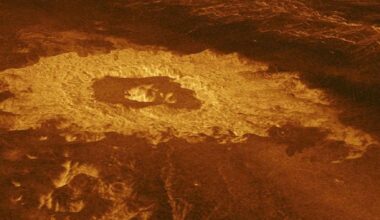 Radar view of the Venus surface near Nyx Mons, where scientists found evidence of a giant underground volcanic cave