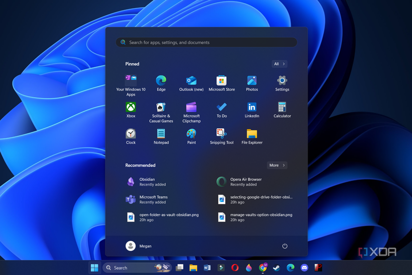the start menu on windows 11