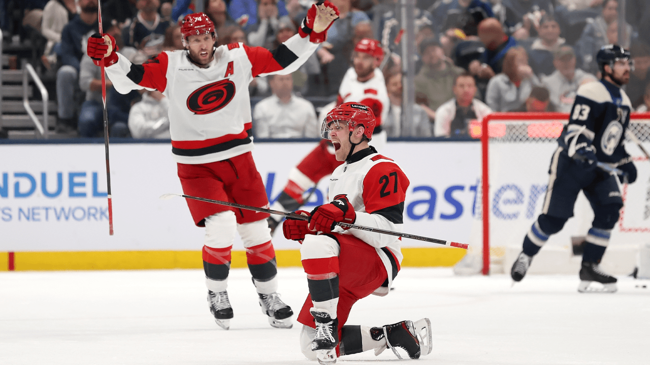 Hurricanes score 3 in 3rd, defeat Blue Jackets to reach 100 points
