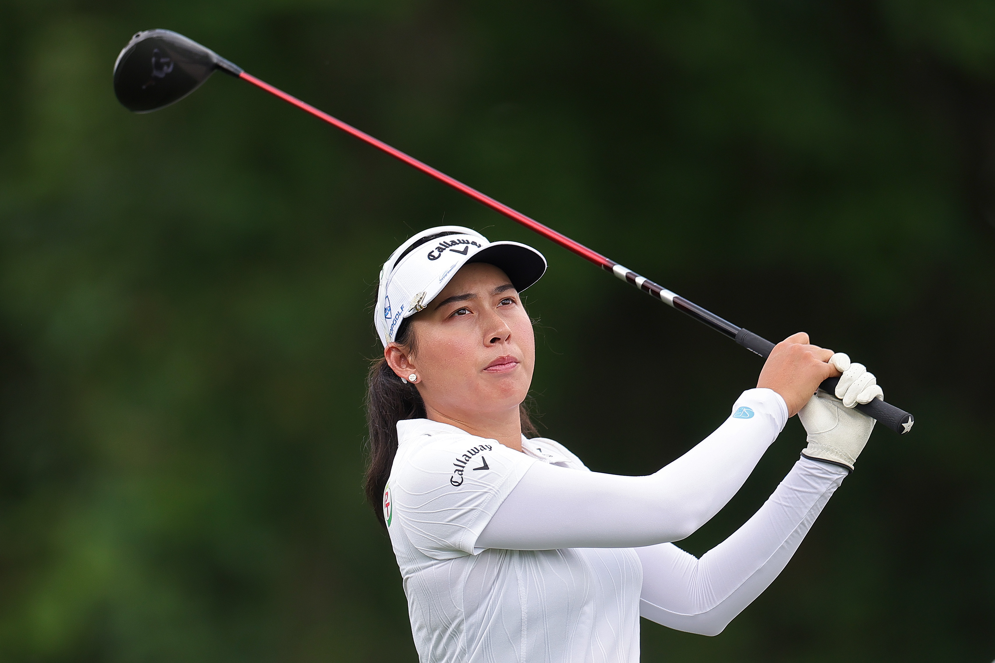 Jeeno Thitikul plays her shot from the eighth tee during the second round of The Chevron Championship