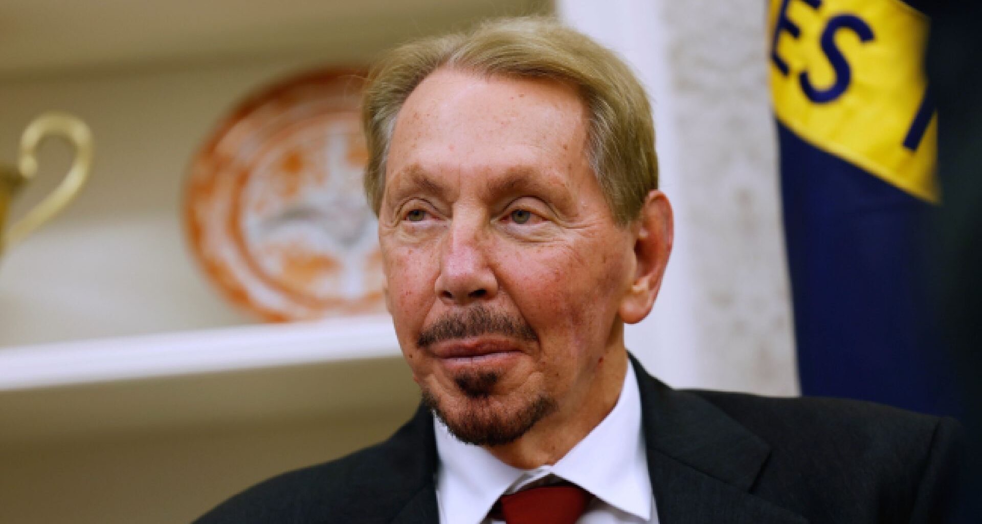 WASHINGTON, DC - FEBRUARY 03: Oracle co-founder, CTO and Executive Chairman Larry Ellison listens as U.S. President Donald Trump speaks to reporters in the Oval Office of the White House on February 03, 2025 in Washington, DC. After signing a series of executive orders and proclamations, Trump spoke to reporters about a range of topics including recent negotiations with Mexico on tarriffs. (Photo by Anna Moneymaker/Getty Images)