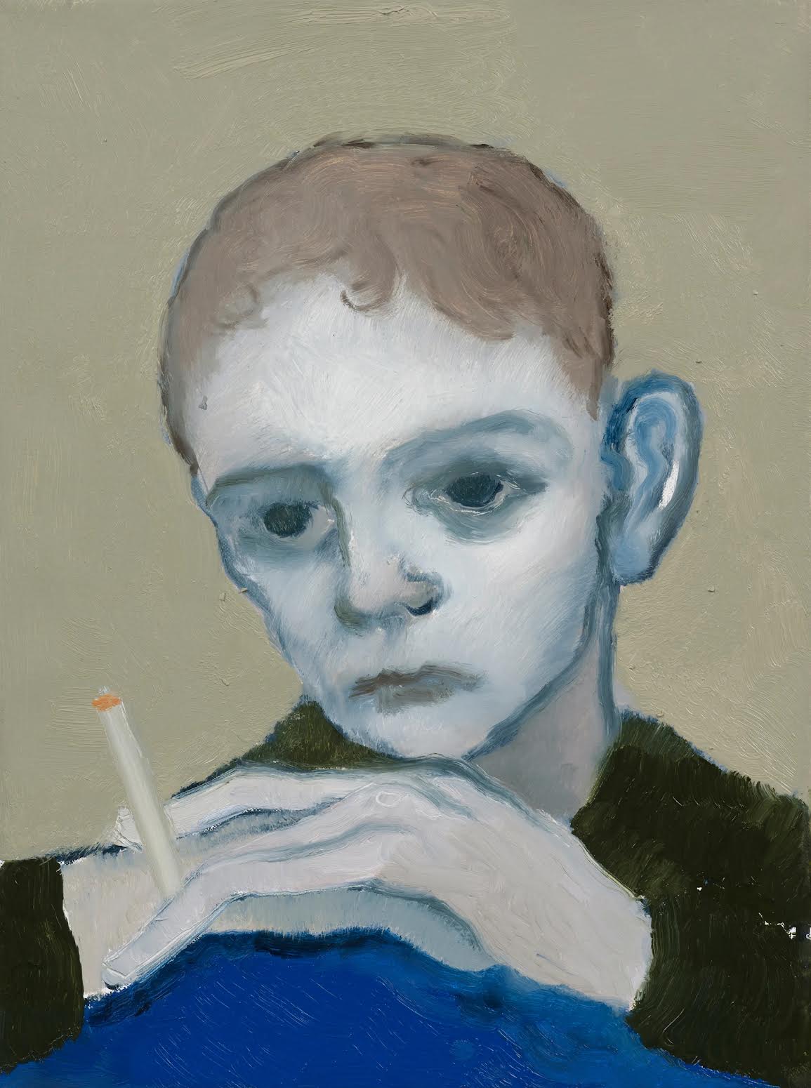 Sanya Kantarovsky, Boy with Cigarette painting