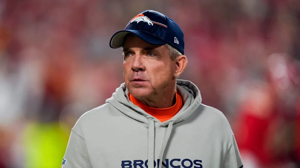 Dec 25, 2025; Kansas City, Missouri, USA; Denver Broncos head coach Sean Payton takes the field prior to a game against the Kansas City Chiefs at GEHA Field at Arrowhead Stadium. Mandatory Credit: Jay Biggerstaff-Imagn Images© Jay Biggerstaff-Imagn Images.