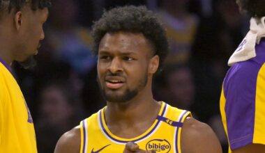Los Angeles Lakers guard Bronny James (9)