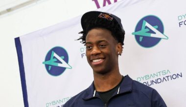 Brockton’s AJ Dybantsa spends time with Davis School students after declaring for the 2026 NBA Draft at Davis School (K-8) in Brockton, Massachusetts on Thursday, April 23, 2026.