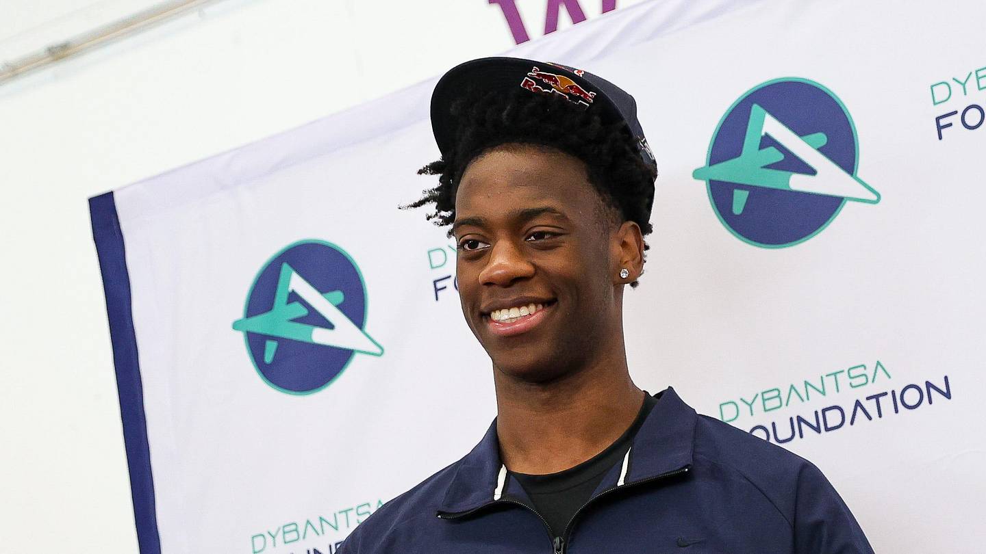 Brockton’s AJ Dybantsa spends time with Davis School students after declaring for the 2026 NBA Draft at Davis School (K-8) in Brockton, Massachusetts on Thursday, April 23, 2026.