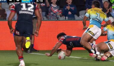 NRL 2026: Robert Toia controversial try decision by Bunker in Sydney Roosters vs Gold Coast Titans