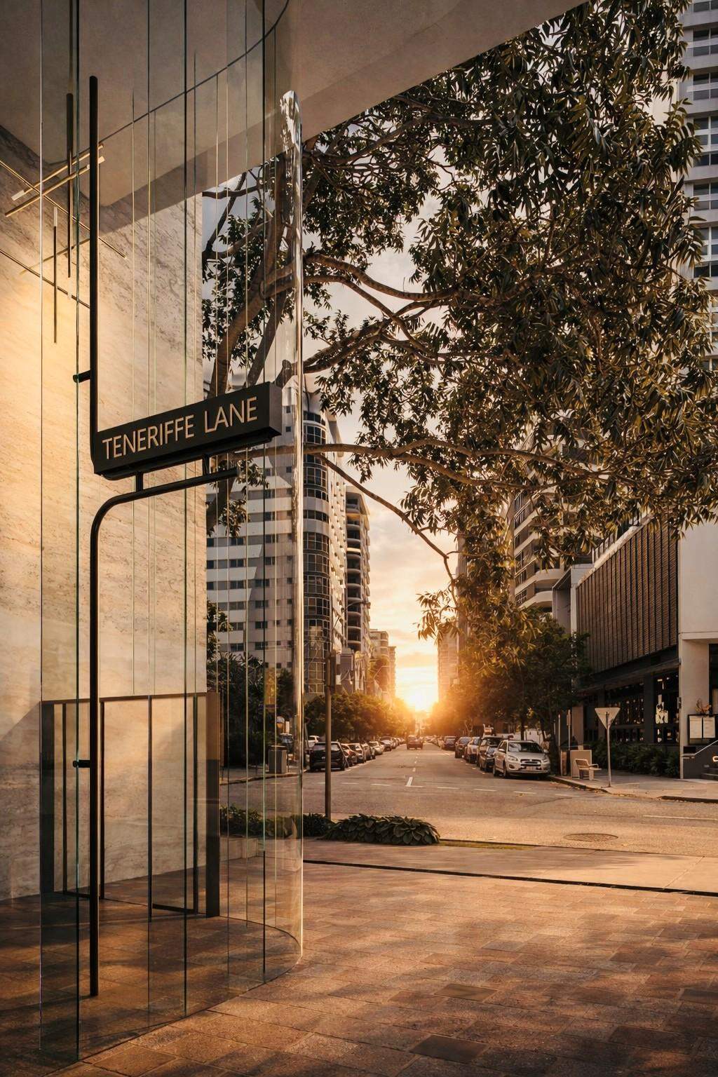 Teneriffe Lane cross block link at sunset by Plazibat Architects