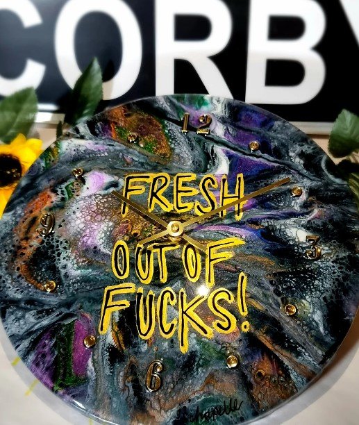 Schapelle Corby's "fresh out of fucks' resin clock.