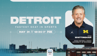 Michigan Football Coach Kyle Wittingham in Fastest Seat at Detroit