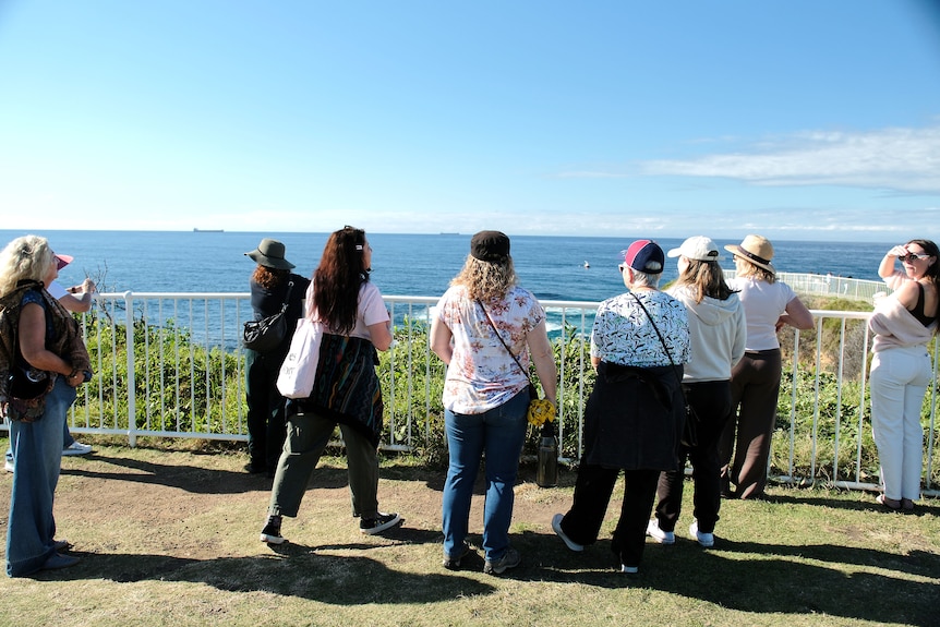 women standing on a headland
