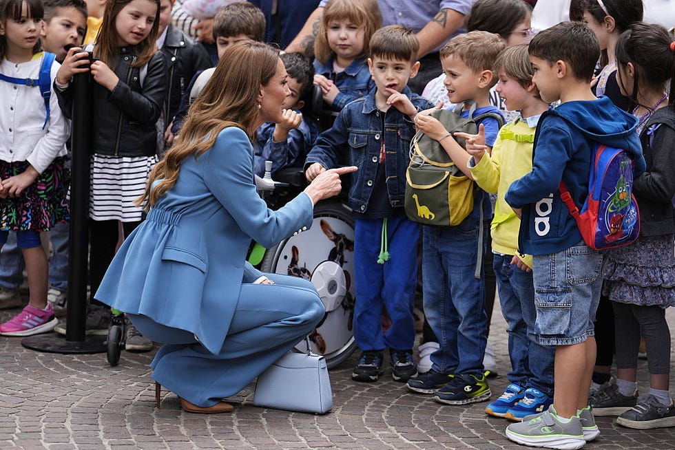 Princess of Wales visit to Reggio Emilia - Day 1 the princess of wales receiving a welcome to the city of reggio emilia at the start of her visit to italy kate is visiting the area marking a significant next step in the work of the royal foundation centre for early childhood as it expands internationally picture date wednesday may 13, 2026 photo by jordan pettittpa images via getty images