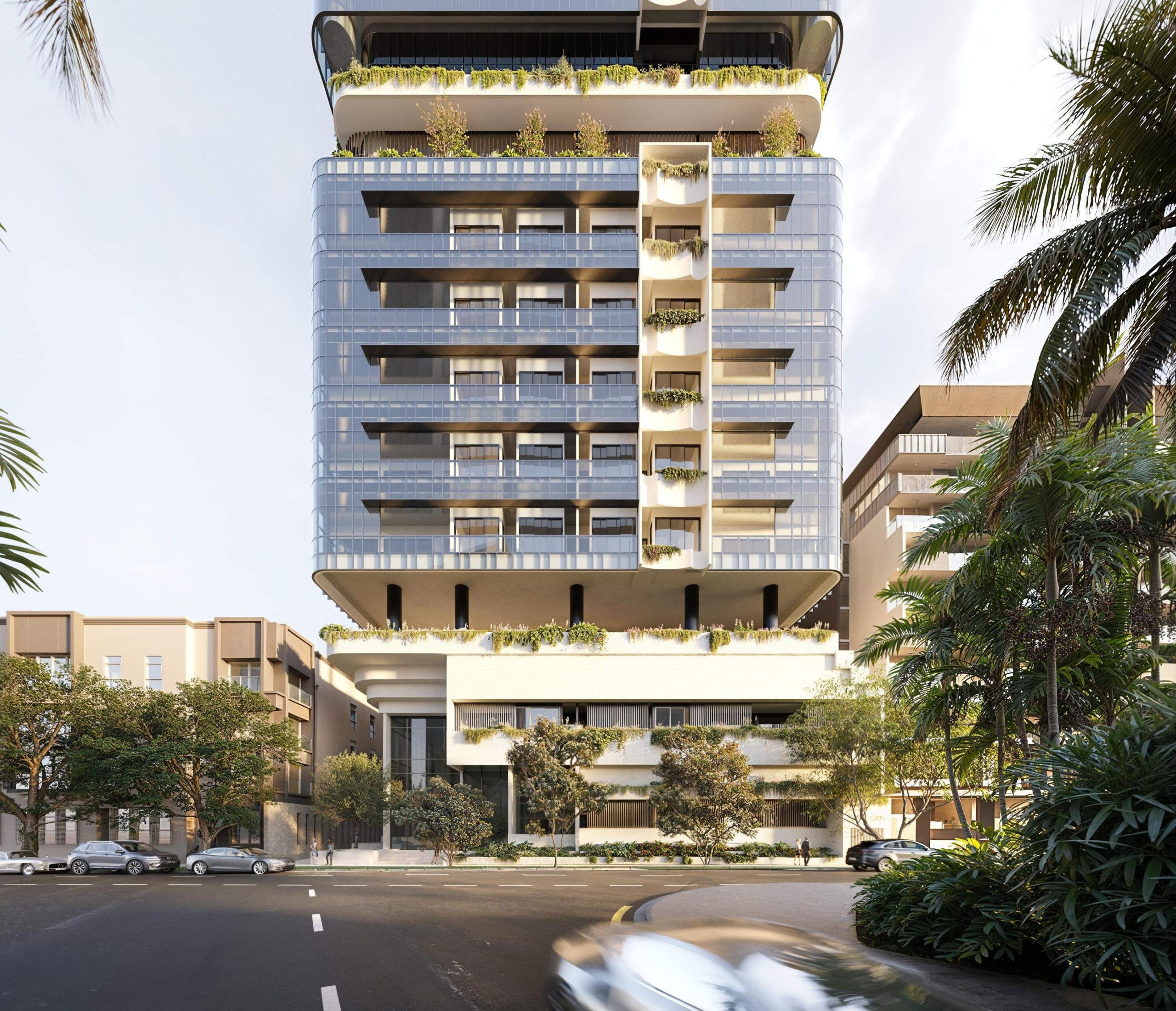 Helen Street 8 storey transition with Sky Pool Home balconies by Plazibat Architects