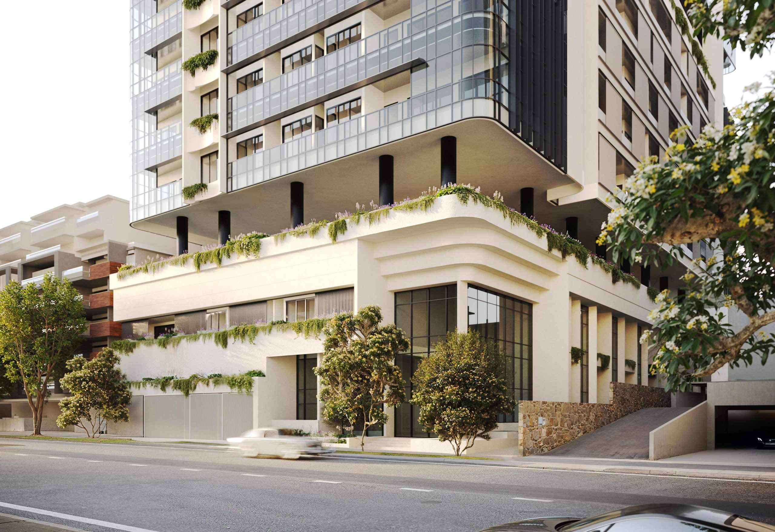 Loggia podium street level at Helen Street by Plazibat Architects