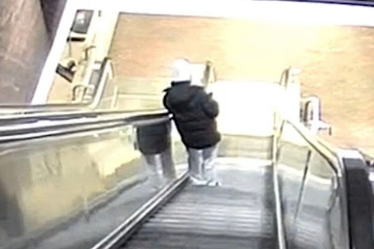 A photo of Steven McCluskey on the escalator