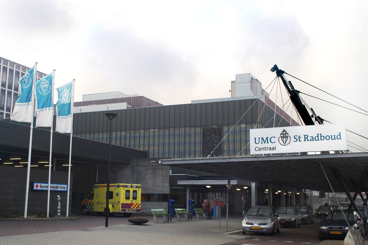 The entrance of Radboud University Medical Centre, a teaching hospital in Nijmegen in the Netherlands