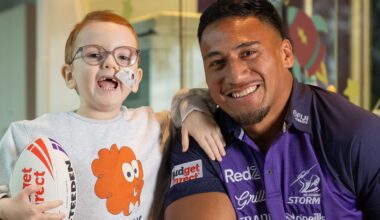 Melbourne Storm Marion Seve re-visits hospital after teenage cancer battle