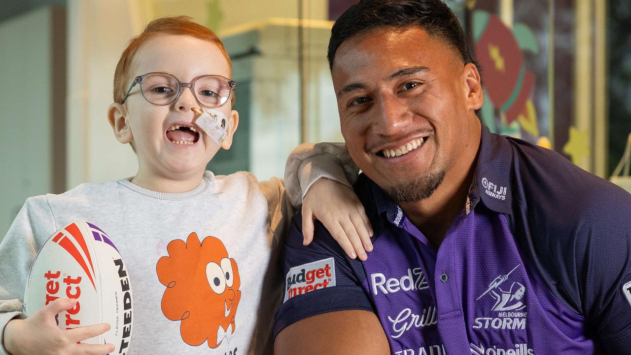 Melbourne Storm Marion Seve re-visits hospital after teenage cancer battle