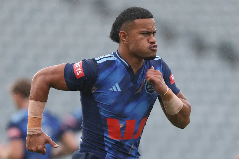 Seen here, Stephen Crichton training with the NSW Blues Origin squad.