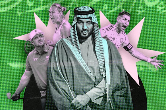 Saudi Crown Prince Mohammed bin Salman, with Bryson DeChambeau, Aryna Sabalenka and Cristiano Ronaldo.