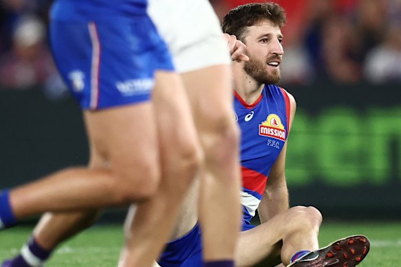 Wearing some blows: Western Bulldogs champion Marcus Bontempelli.