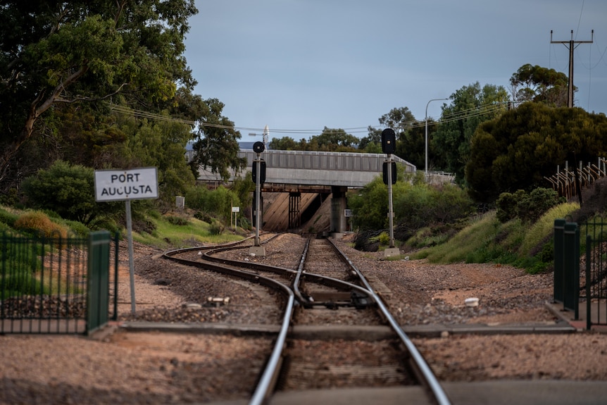 A view of railway tracks in the vicinity of Port Augusta in SA.