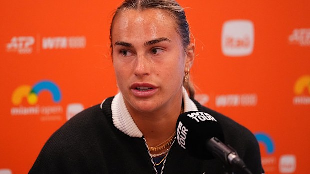Aryna Sabalenka speaks to the media ahead of the Miami Open.
