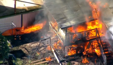 Whole street evacuated as at least two homes burn in a major fire in Clontarf, Brisbane