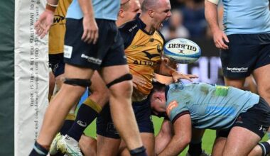 Two-try hero Dylan Pietsch (c) returned to haunt his former team as the Force upset the Waratahs. Photo: Dean Lewins/AAP PHOTOS