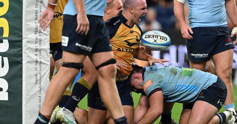 Two-try hero Dylan Pietsch (c) returned to haunt his former team as the Force upset the Waratahs. Photo: Dean Lewins/AAP PHOTOS
