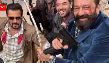 Salman Khan and Sanjay Dutt goof around on '7 Dogs' sets as they reunite for international film- PICS |