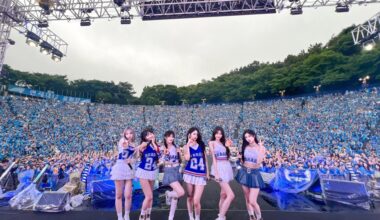 K-pop girl group IVE poses onstage during a university festival performance at Yonsei University in Seoul, May 26, 2024. Captured from IVE