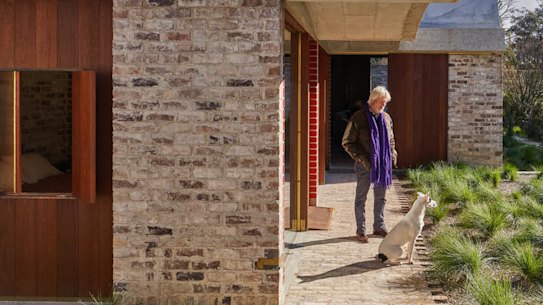 Architect Peter Stutchbury standing outside the Night Sky House his firm designed (credit: supplied). 
