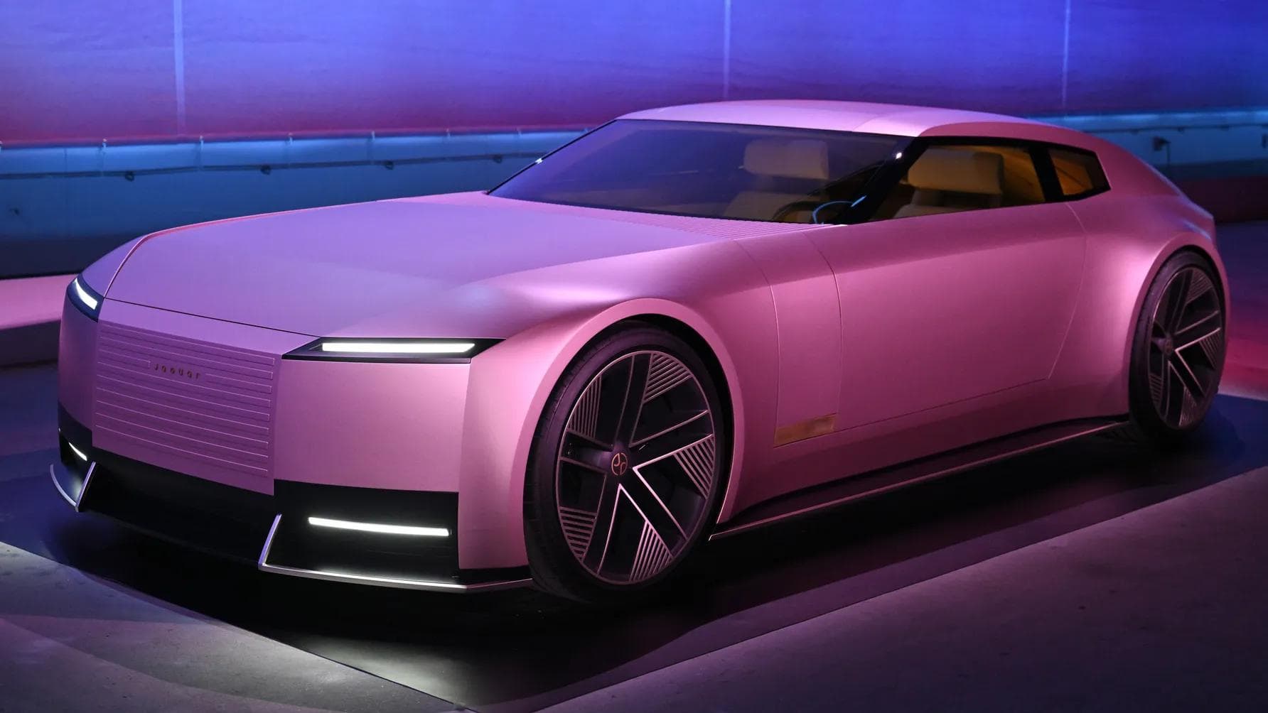 Jaguar Type 01 electric GT prototype front three-quarter view