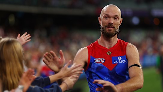 Gawn celebrates with Demons fans.