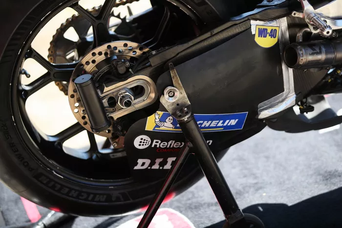 The Lenovo Ducati in pit lane.
