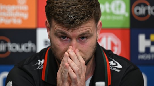 An emotional Jai Arrow announces his retirement on Wednesday.