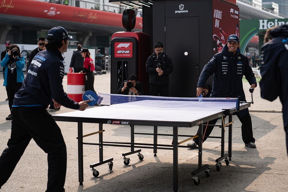 Williams team-mates Albon and Sainz got to play proper ping-pong in Shanghai rather than having to wield chopsticks  