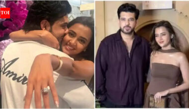 Tejasswi Prakash shows off her engagement ring as she makes first public appearance with Karan Kundrra after dream proposal on Desi Bling