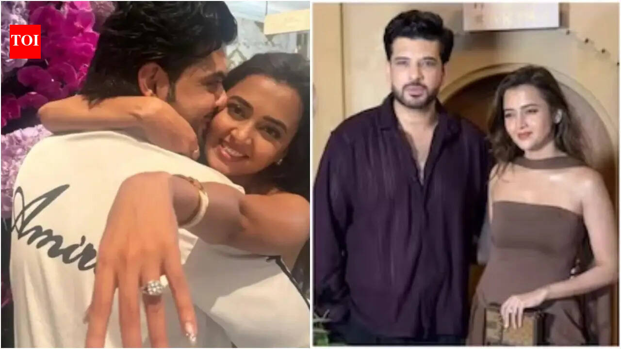 Tejasswi Prakash shows off her engagement ring as she makes first public appearance with Karan Kundrra after dream proposal on Desi Bling