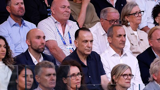 Peter V’landys and Andrew Abdo at the Australian Open in January.