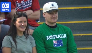 Curtis Mead hits two home runs in MLB meeting, but man in Australian jersey steals show