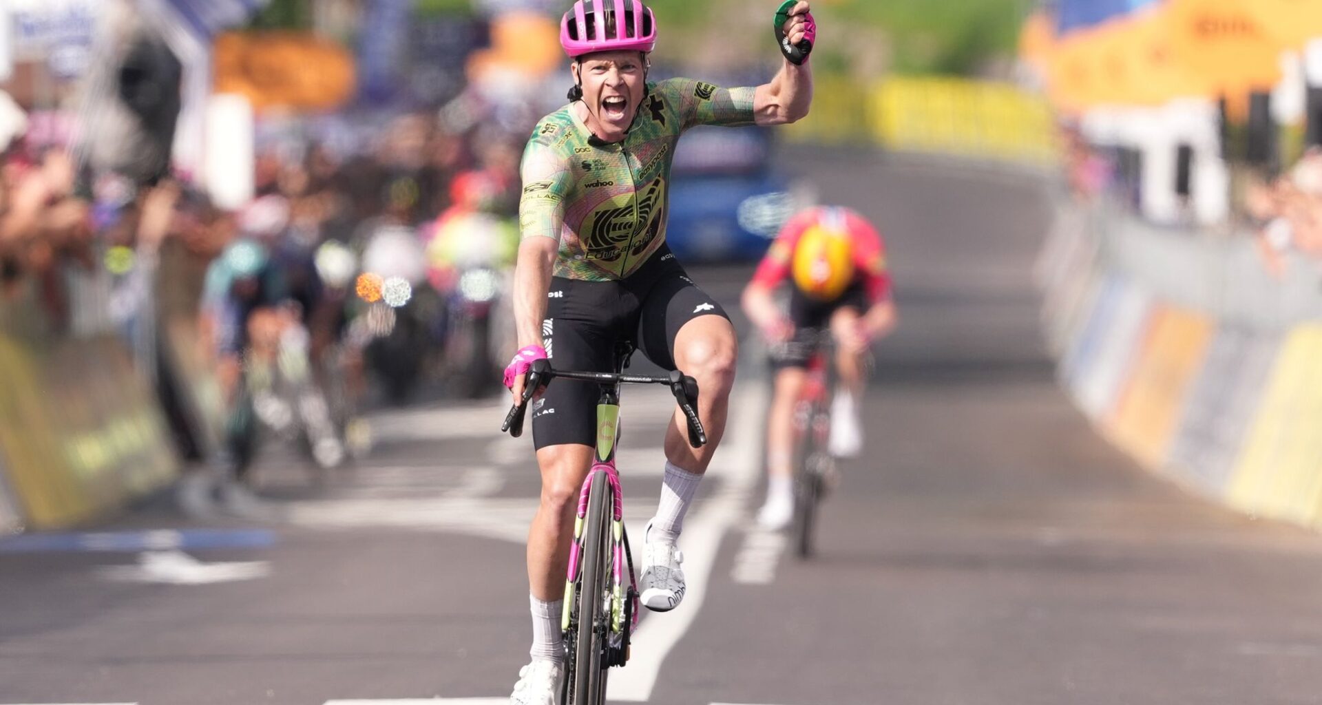 Vingegaard keeps overall lead as Valgren wins Giro stage and celebrates with son's lucky charm