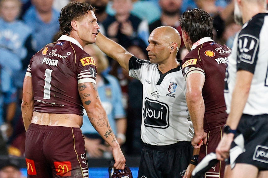 Kalyn Ponga sent off by Ashley Klein in State of Oriign I.