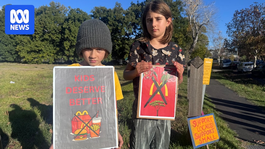 Kids protest against fast-food giant after McDonald's buys Castlemaine land for $4.6m